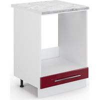 Herdumbauschrank Fame-Line, Bordeaux Hochglanz, 60 cm , AP Marmor, Vicco