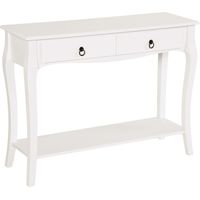 Mobiletto Tavolo Consolle da Ingresso Moderno con 2 Cassetti Casa 100 × 33 × 75cm Bianco