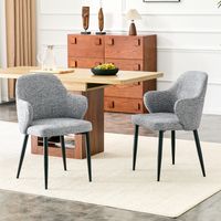 Ensemble de 2 chaises de salle à manger en tissu gris – hauteur 83 cm, pieds métalliques en croix pour une stabilité optimale, dossier large et enveloppant.