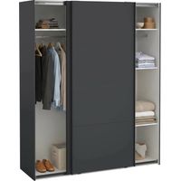 Dmora - Armadio multiuso 2 ante Margot, Mobile multifunzionale, Mobiletto scarpiera, Guardaroba porta scarpe, 179x65 h220 cm, Grigio