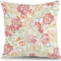 Housse de coussin fleurs coton feuilles vertes, décoration intérieur,50×50cm