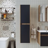 Roomart ATRIA-65 Hochschrank Bad 35 cm breit, Anthrazit-Eiche