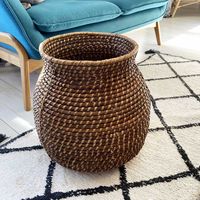 Panier rigide en Rotin Marron tressé pour Cache pot ou rangement