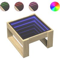 Tavolino da salotto dal design moderno con LED 50 x 53 x 30 cm in legno ingegnerizzato color rovere e vetro DEC037483