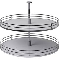 Plateau pivotant 2 plateaux mélaminés – Charge 20 kg – Hauteur réglable 670 à 720 mm – Pour caisson d'angle 800 mm – Inoxa Industrie