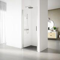 Mampara de Ducha Abatible SERIE 200 - Medida Adaptable de 77-81 x195 cm - Vidrio Templado, Antical, Transparente de 1 Hoja de 6 mm - Panel de Ducha con Perfil de color Plata Brillo - REALSHOWER