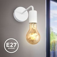 B.K.Licht applique murale design rétro industriel, métal finition blanche, éclairage salon & chambre, lampe de chevet, douille E27, pour ampoule LED 10W max