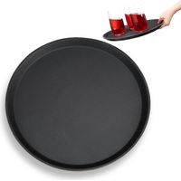 Plateau de restauration, lot de 25, Bar, Brasserie, Bistrot, Café, Restaurant, Service, Rond, Boissons, Ø 35 cm, noir
