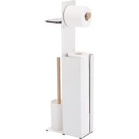 Combinación de inodoro con soporte para smartphone Acero y Bambú YONI Blanco mate Spirella