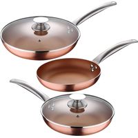 Set 5pc sartenes Ø20Ø24Ø28 (con tapa) aluminio prensado inducción Optimum Copper