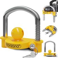 MONZANA® Anhängerschloss für gängige Anhängerkupplung einfache Montage Diebstahlschutz Diebstahl Anhängersicherung Sicherheitsschloss gelb