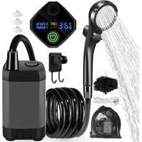 APEX Camping Douche Portable, 6000mA 4 Spray Modes, avec Tuyau, Afficheur Intelligent pour Extérieure,for Hiking
