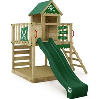 Wickey Smart Life cabane en bois avec toboggan et bac à sable en vert