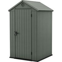 Keter – Abri de jardin résine 4x4 – Dimensions extérieures 123,8x117 cm – Plancher inclus – Grille de ventilation et fenêtre fixe