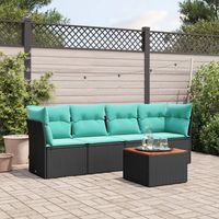 vidaXL 5 Piece Garden Sofa Set with Cushions Black Poly Rattan (US only)