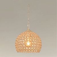 Lampadario Sospeso Tondo Cupola Cristalli Lampada Mezza Sfera Luce E27 Oro 32347