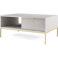 Tavolino: Grigio, oro, 104 x 46 x 68 cm, maniglie dorate