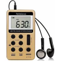 BUNTHAUS Mini Radio Portable, Radio FM AM Rechargeable, Baladeur, Minuterie de Sommeil, Prise Casque, d'Extérieur, de Sport, Cadeau de Noël