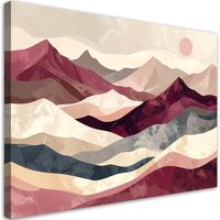 Stampe su Tela, Montagne bordeaux e beige Paesaggio pastello, 90x60