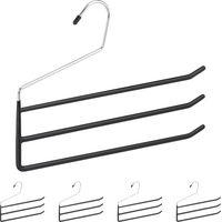 Set of 15 Relaxdays Multi Pants Hangers, Metal Skirt Holder, 3 Trouser Rails, Open, Non-Slip, Assorted Colours