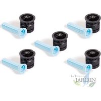 5 Boquillas HE-Van-15 para aspersor de riego Rain Bird, alta eficiencia y ahorro de agua. Alcance 4,5 m, negro