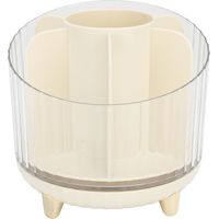 Organisateur de Maquillage Tournant avec Plateau pour Parfums, Rangement Cosmétique Multifonction Champagne