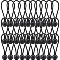 30 Pack Bungee Balls, Black Ball Bungee Heavy Duty Heavyweight Tarp Bungee Cords, Weather Resistant Tie Down Strap 4mm Thickness - for Camping, Tents, Cargo, Holding Wire and Hoses