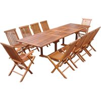 Conjunto de jardín de teca aceitada para 10 personas LUBOK