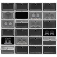 Lot de 24 boîtes de rangement empilables avec couvercle pour chaussures de sport, chaussures à talons hauts et pantoufles