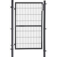 Songmics – Portillon en acier galvanisé 150 x 106 cm – Portail de clôture avec serrure en cuivre et poignée en aluminium – Résistant à la corrosion – Gris