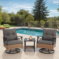 fauteuil salon siège pivotant 3 pièces acier OKMYHOME