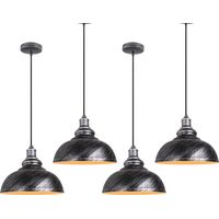 Lámpara Colgante, Vintage Lámpara de Techo con Ø29cm Pendiente, Industrial Estilo Iluminación de Hierro E27 para Dormitorio Cocina Comedor Cafe (Gris) 4PCS
