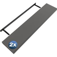 CASARIA® Floating Shelves Including Bracket Wall Shelving Living Room Kitchen Bedroom Office 38mm Thick Hidden Wall Fixing 15kg Capacity MDF Set of 2 Matt Grey, 110cm (de)