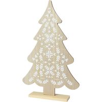 Kleiner Tannenbaum aus Holz mit weißen Details, 30 x 6 x 48 cm, BASICS