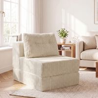 GRAVFORCE Canapé-lit Pliable Velours Côtelé Beige, Fauteuil Multifonction avec Soutien Dorsal, Lit d'Invités Compact pour Salon Chambre Petits Espaces