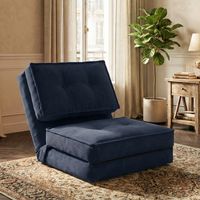 Fabulcozy Canapé Convertible 1 Place avec Dossier Réglable, Canapé Modulable pour Salon, Tissu en Velours Côtelé, Chambre ou Studio, Housse Amovible Facile à Nettoyer, 205×70×12cm, Bleu
