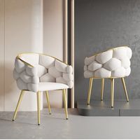 Chaise salle a manger velours beige confortable metal OKMYHOME