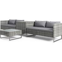 Set da Giardino 4 Pezzi 2 Divani 2 Posti Tavolino Caffè Alto Acciaio Rattan