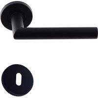 Paire de Poignées de Porte KLOSE besser Inox " ElsaN Noir Black Matt " Angle Vif +1 Paire de rosaces à trou de clé