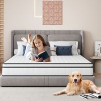 Hybrid-Federkernmatratze 140x200 cm - 25 cm Höhe - Ergonomische 7-Zonen-Unterstützung - Taschenfedern und hochdichter Schaum - Atmungsaktiver 3D-Bezug - Weiß/Grau