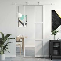 Puerta corredera vidrio templado y aluminio blanca 76x205 cm vidaXL