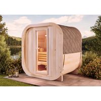 FinnTherm Sauna tonneau ScandiCube Mini XS Naturel Bois thermique, 42 mm Épaisseur de paroi 210 x 166 cm
