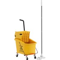 Secchio Lavapavimenti Professionale 36L con Mocio, Strizzatore, Ruote e Manico, 55x37x65 cm, Giallo