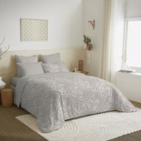 Pack complet housse de couette réversible pour lit 180 x 200 cm "King size" Cachemire naturel - -