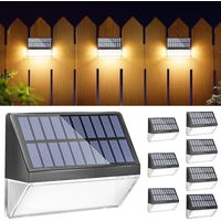 Set di 8 luci solari per recinzione da esterno, illuminazione solare per recinzione, luci per recinzione a colori caldi, blu solare, set di 8, luci solari gialle per recinzione/gradini/terrazza/patio