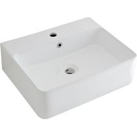 Milano Farington 520mm x 420mm White Ceramic Rectangular Countertop Wall Mounted Hung Bathroom Basin Sink - Basin Only