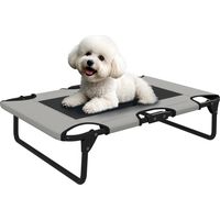 Erhöhtes Hundebett klappbar Haustierbett, Outdoor Hundeliege mit Netzdesign Hellgrau Oxford 75 x 51 x 18 cm