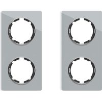 Plaque de finition Garda, en verre, vertical, 2 postes (lot de 2) - gris