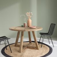 Table en teck recyclé massif ronde 4 pers.