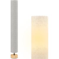 Lampadaire sur pied de salon avec abat-jour en lin, interrupteur à pied, 2 x douille E27, 120 cm, gris